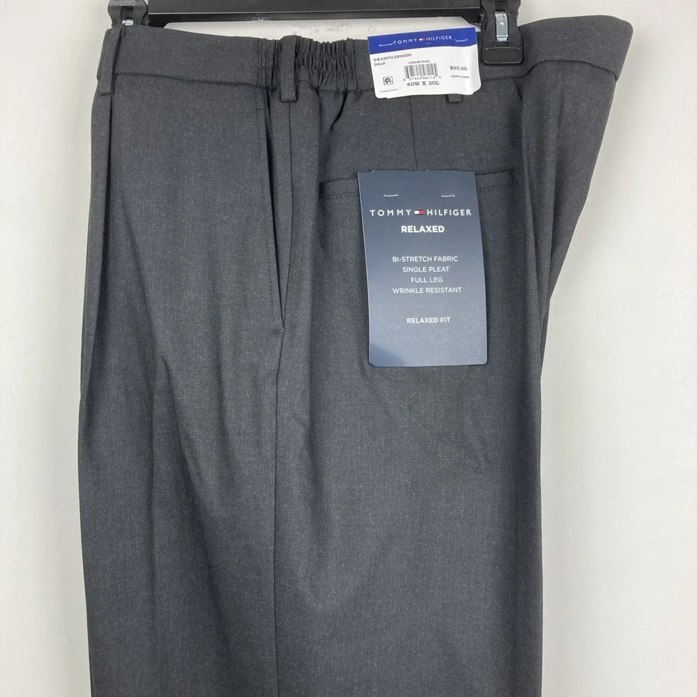Tommy Hilfiger Mens Modern fit Dress Pants 40 / 30 Dark Grey Solid
